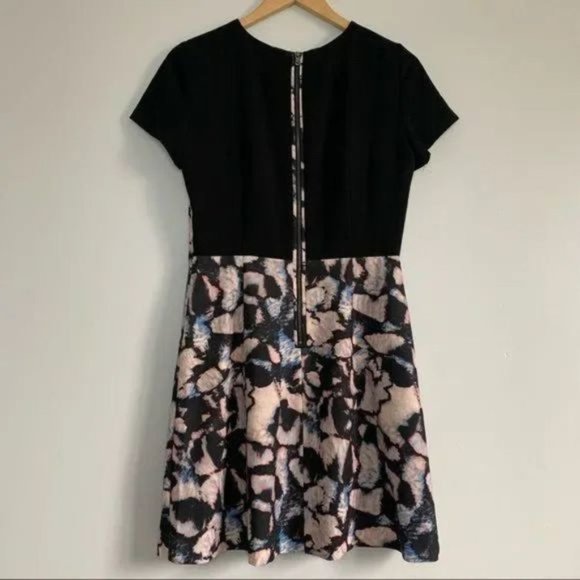 Club Monaco dress casual abstract print black multi color shirt sleeves size 6 - Picture 10 of 11